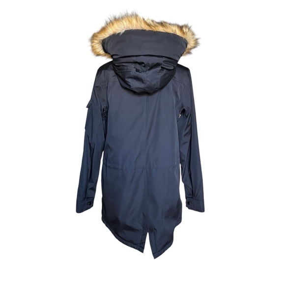 S13 New York Black Utility Parka Jacket NWT Faux Fur Hood Anorak Coat- Size L - Picture 5 of 13
